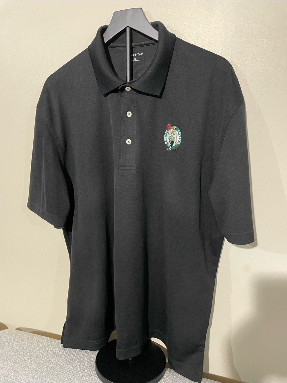 Celtics Corona Sport-Tek Polo Black Performance Crewneck Sweatshirt